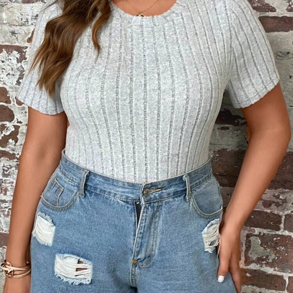 NWT Emery Rose Gray Soft Ribbed Body Suit Size 3XL - Picture 3 of 7